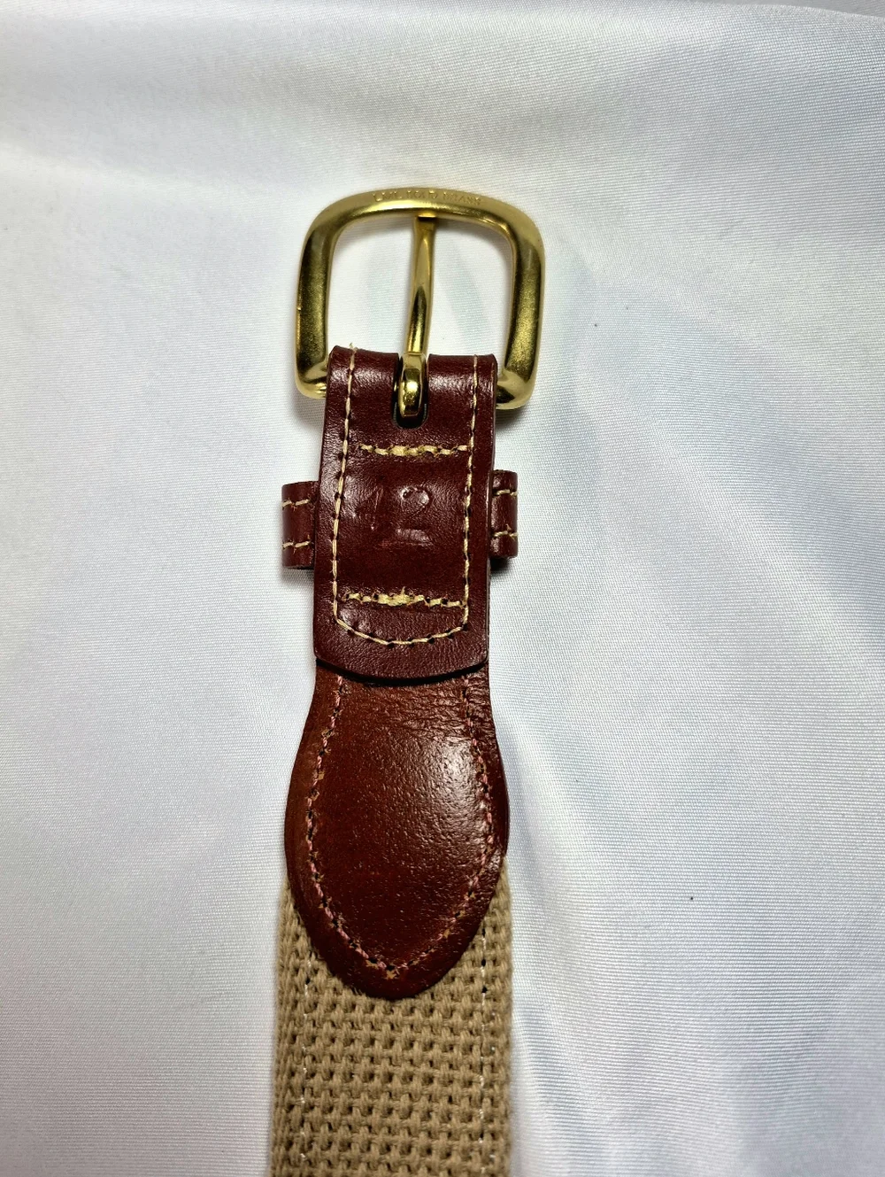 NWOT Leather Man Ltd. Blue Crab Ribbon Belt - Navy/Khaki USA Natical Old Money